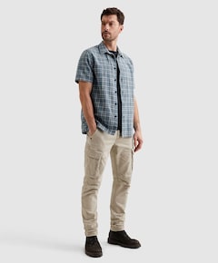 Heren overhemd korte mouw blauw