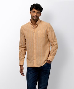 Heren overhemd lange mouw oranje