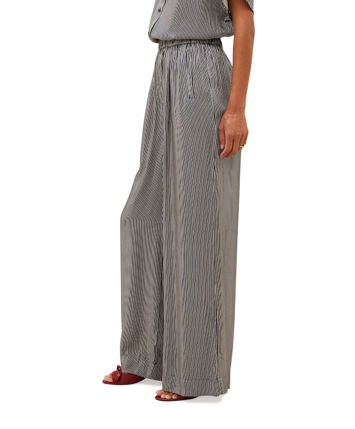 benji silky stripe dames broek zwart