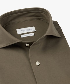 Heren overhemd lange mouw bruin