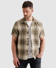 Heren overhemd korte mouw groen