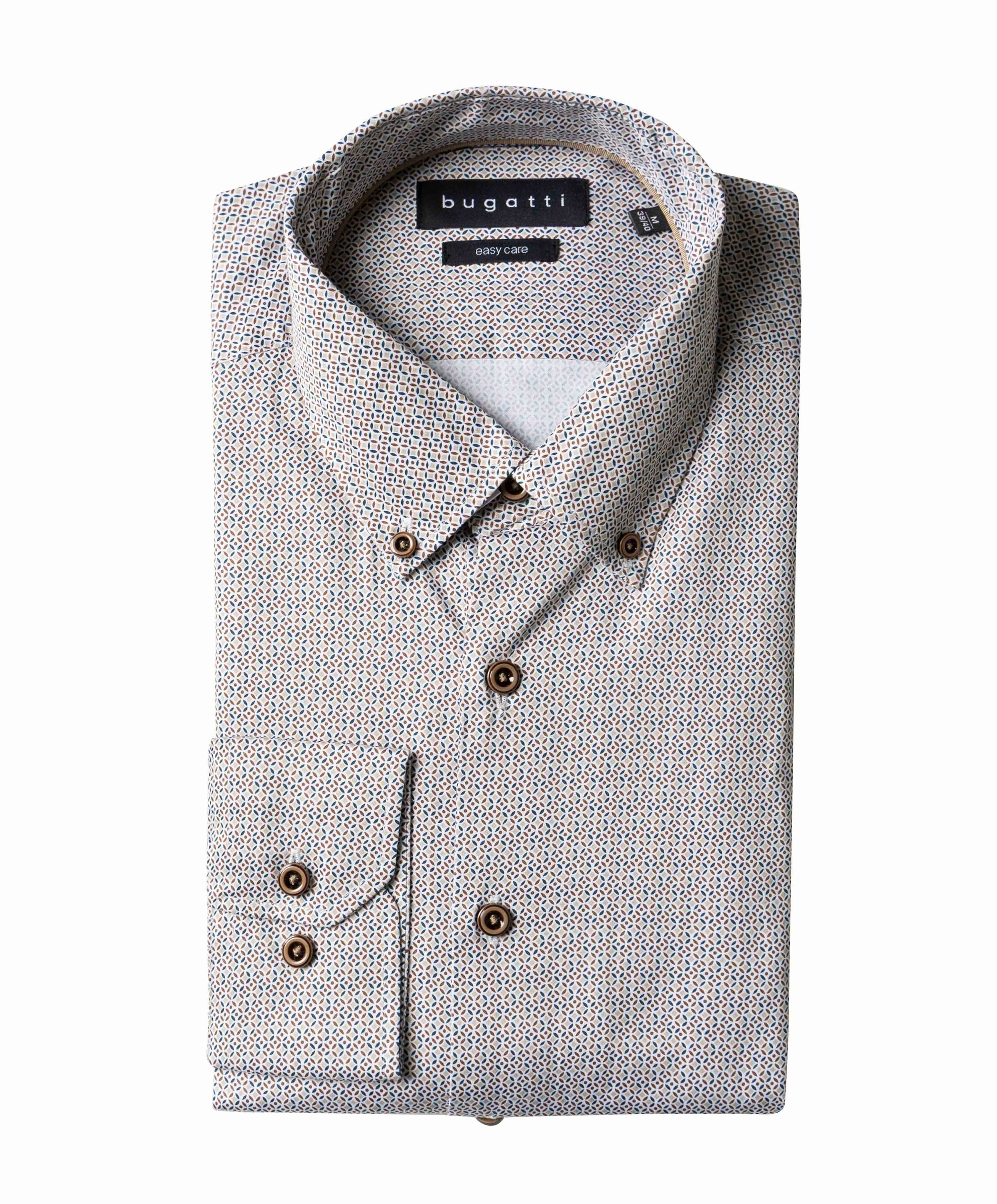 Heren overhemd lange mouw beige