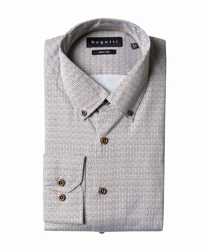 Heren overhemd lange mouw beige