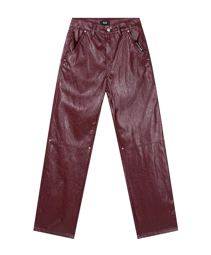 FAUX LEATHER broek bordeaux