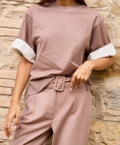 Broek met bandjes bij de zoom dames broek bruin