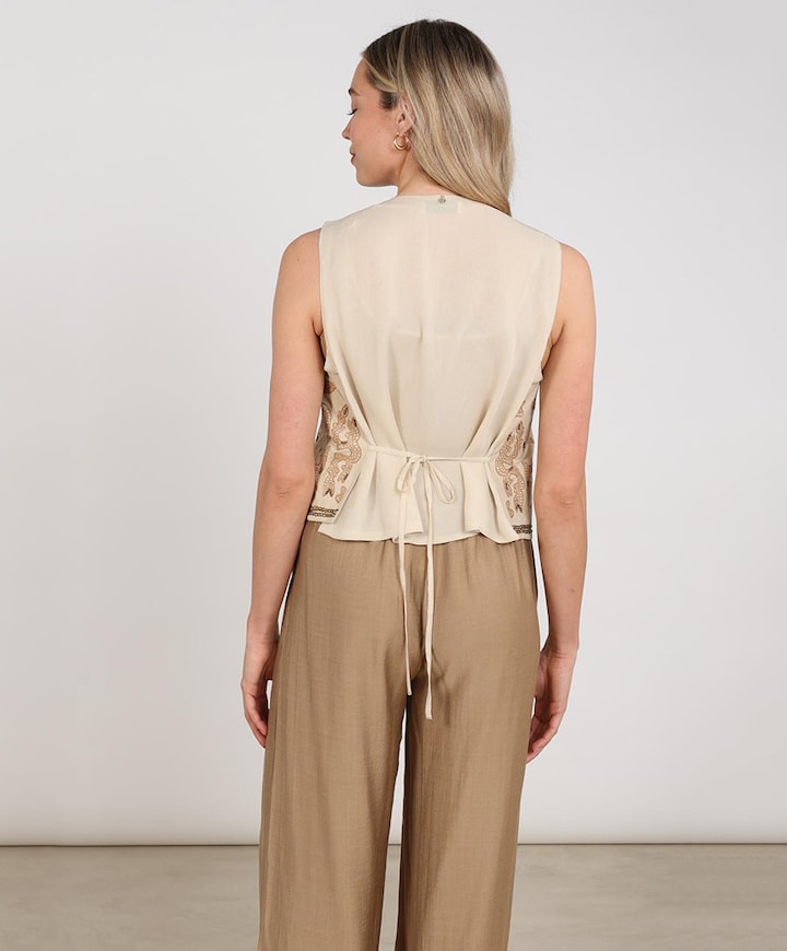 Dames gilet beige