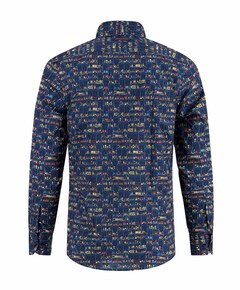 Heren overhemd lange mouw blauw