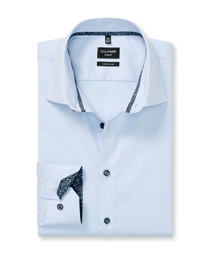 Heren overhemd extra lange mouw blauw