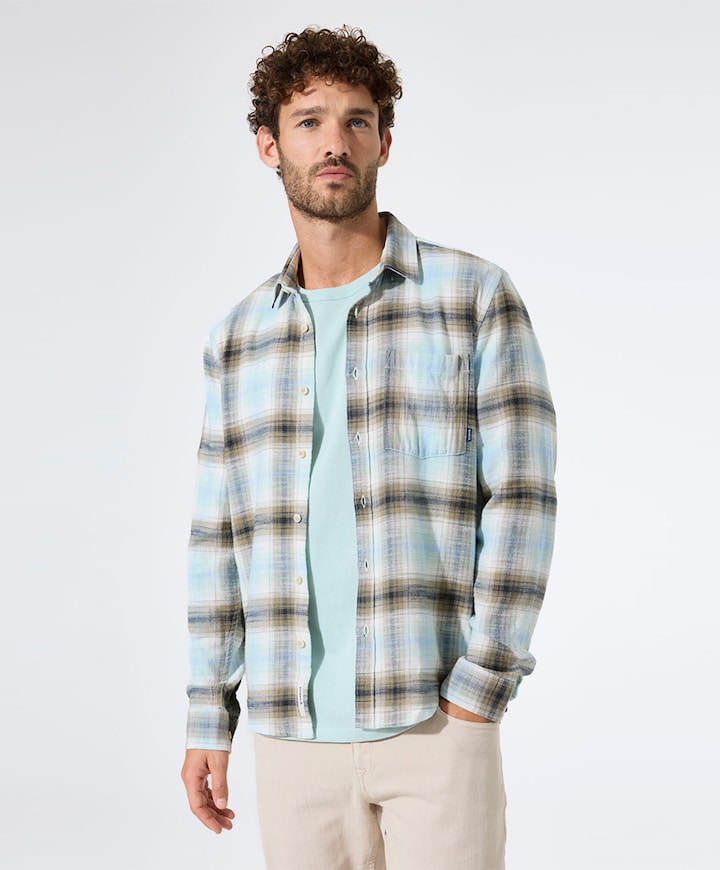 Heren overhemd lange mouw groen