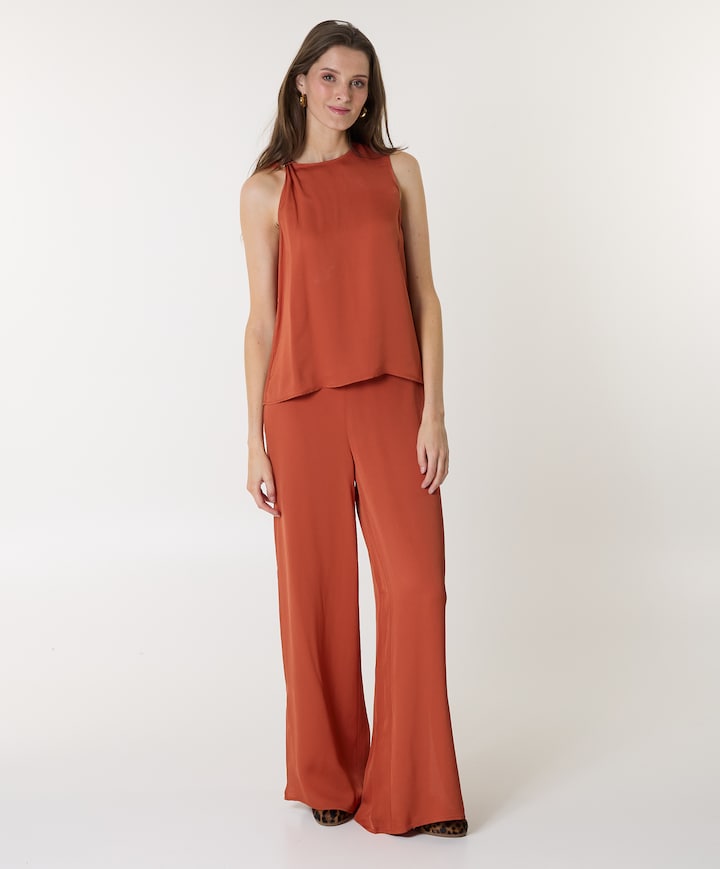 SLFLAURA HW SLIT B dames broek brique