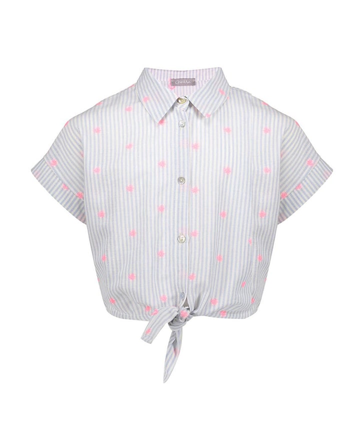 Meisjes blouse korte mouw ecru