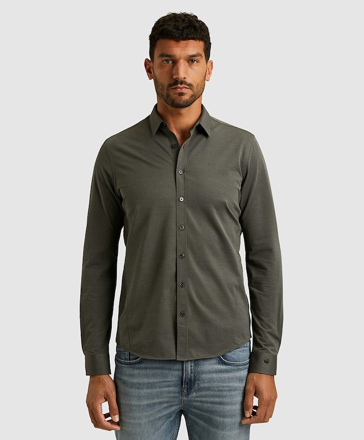 Heren overhemd lange mouw groen