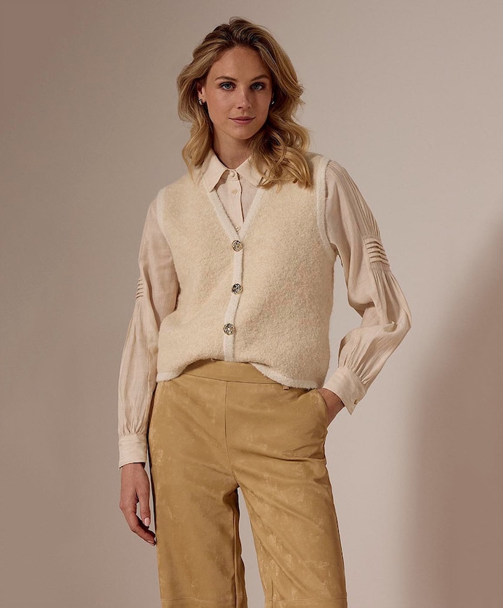 Dames gilet beige