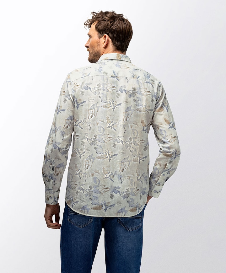 Heren overhemd lange mouw beige