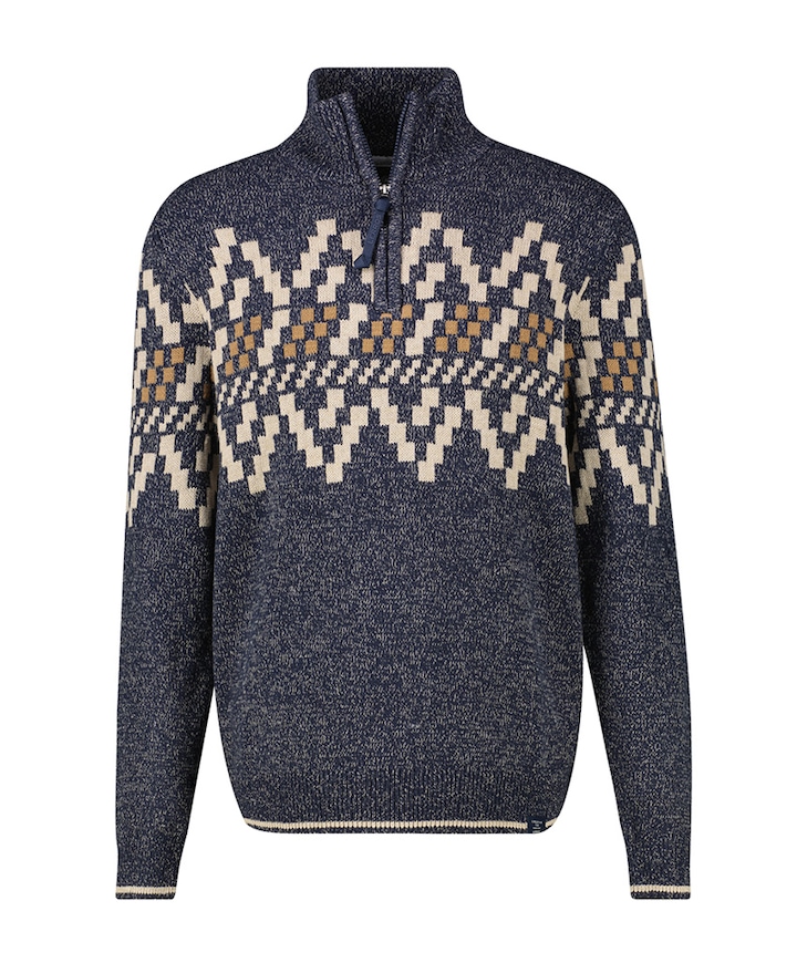 Heren trui met rits blauw