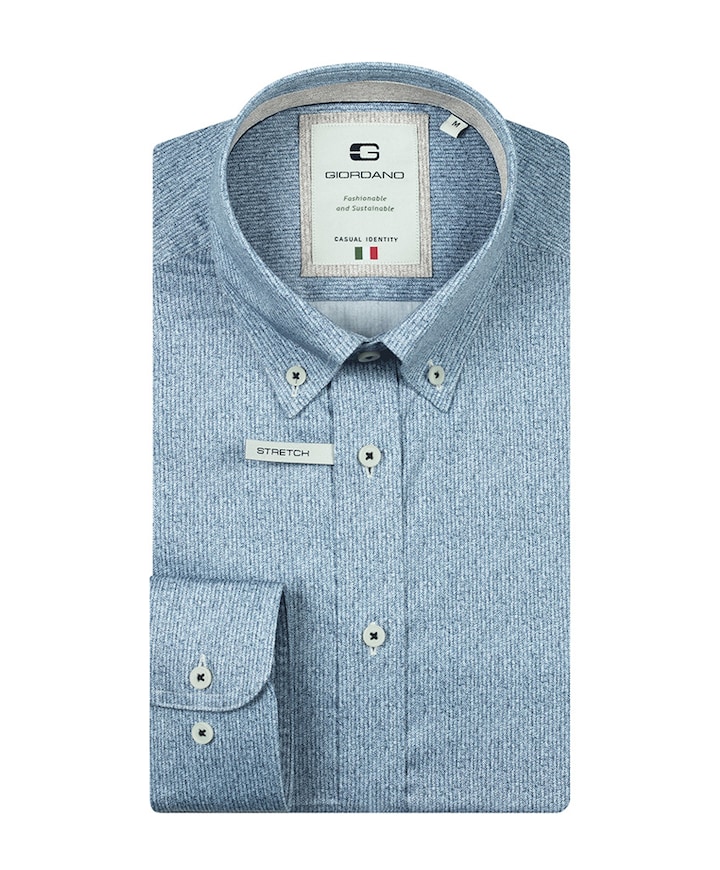 Heren overhemd lange mouw blauw