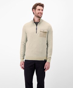 Heren trui met rits beige