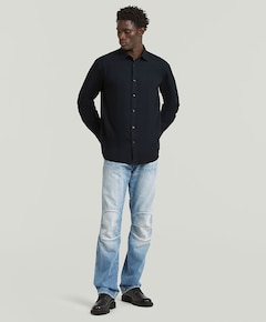 Heren overhemd lange mouw blauw