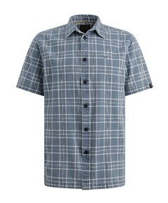 Heren overhemd korte mouw blauw