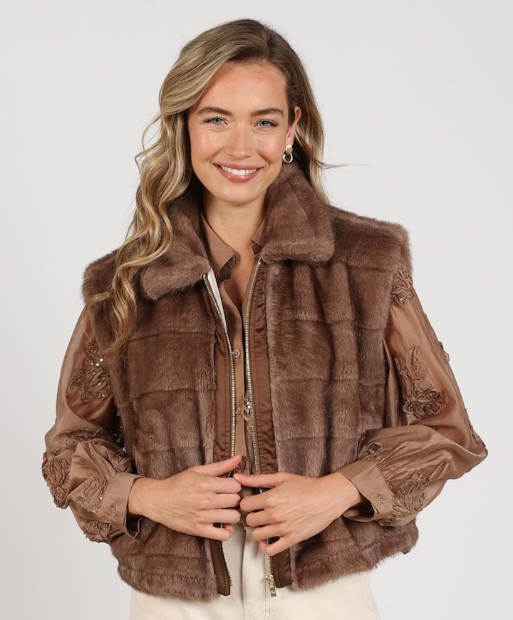 Dames gilet bruin