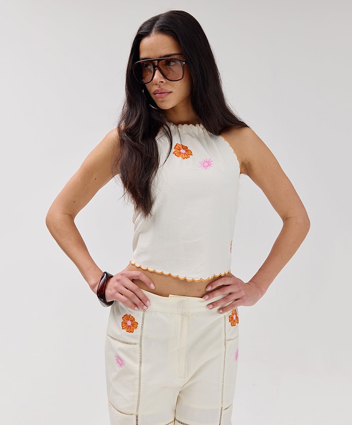 Dames top ecru