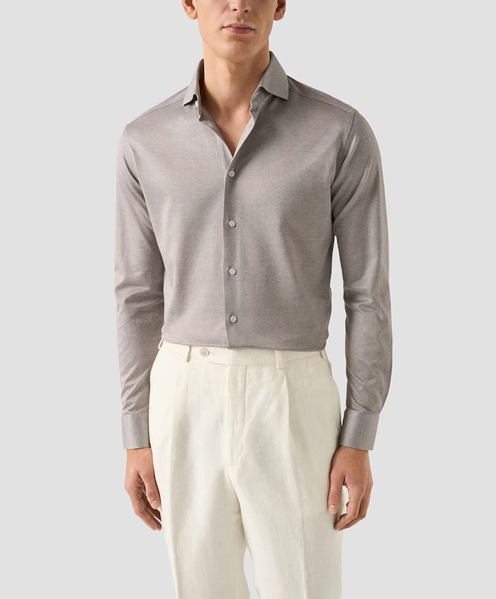 Heren overhemd lange mouw bruin