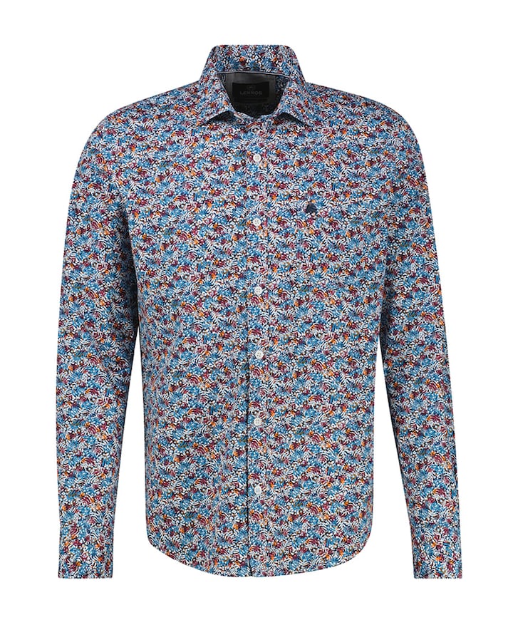 Heren overhemd lange mouw blauw