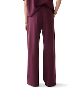 Wide leg Soft scuba dames broek bordeaux