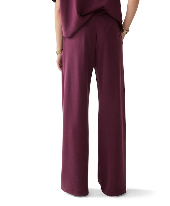 Wide leg Soft scuba dames broek bordeaux