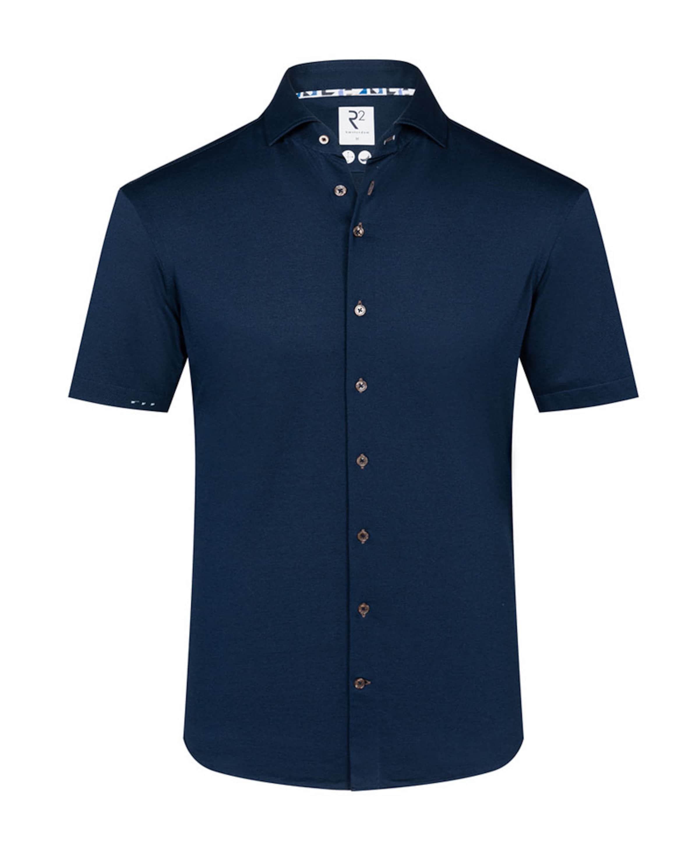 Heren overhemd korte mouw blauw