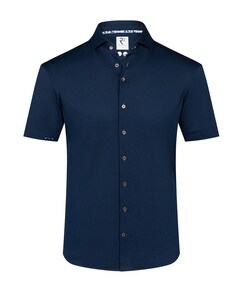 Heren overhemd korte mouw blauw