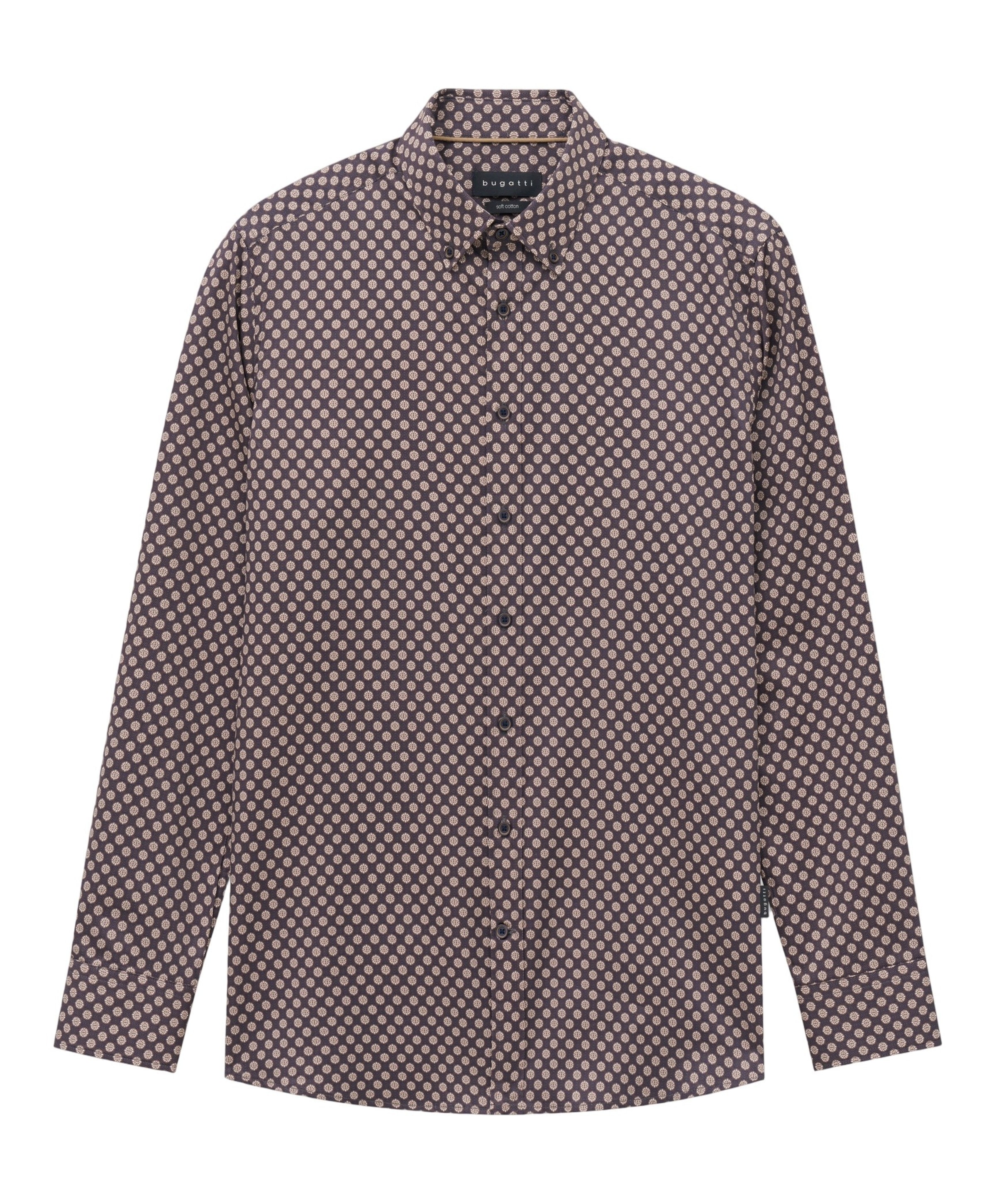 Heren overhemd lange mouw beige