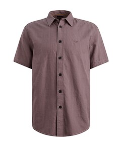 Heren overhemd korte mouw paars
