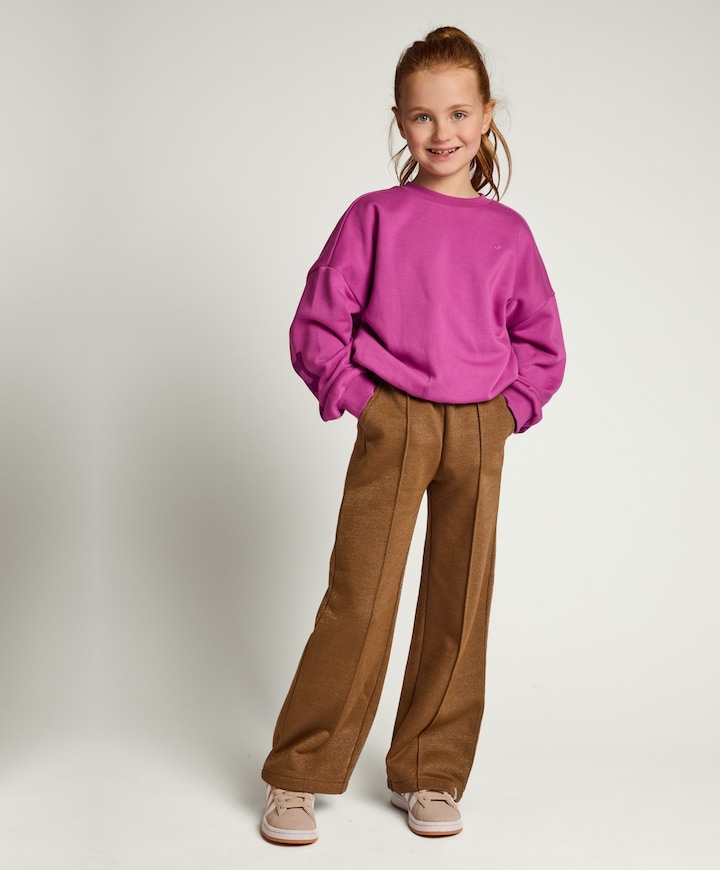 Little lurex sweatpants meisjes broek bruin