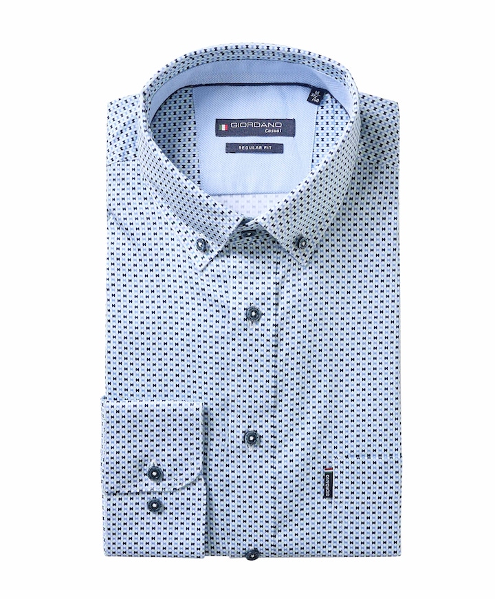 Heren overhemd lange mouw groen