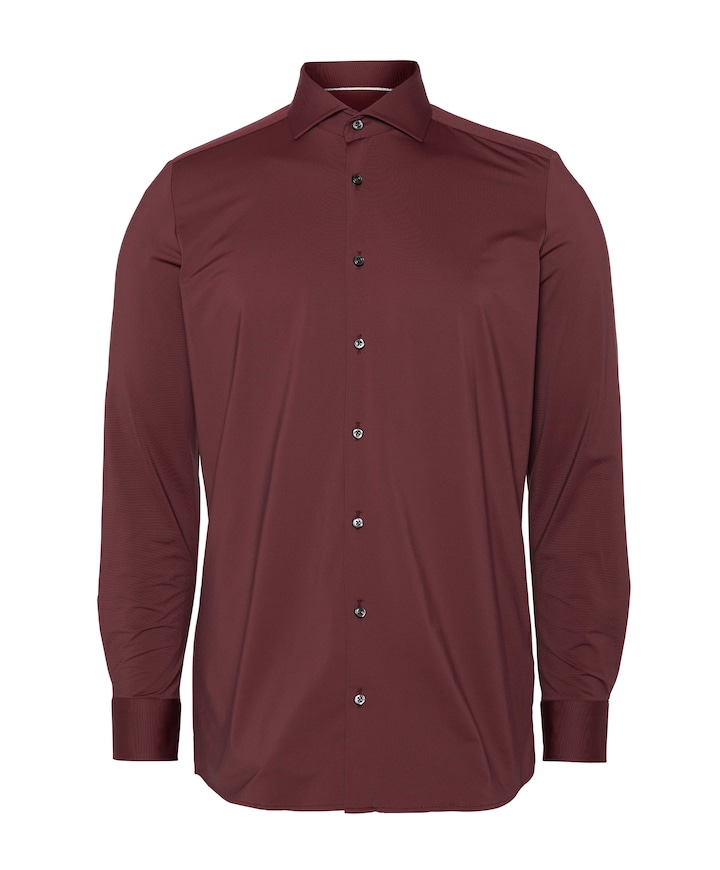 Heren overhemd lange mouw bordeaux