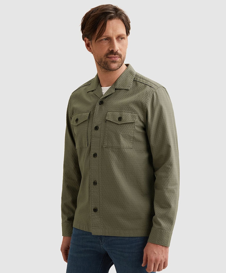 Heren overhemd lange mouw groen