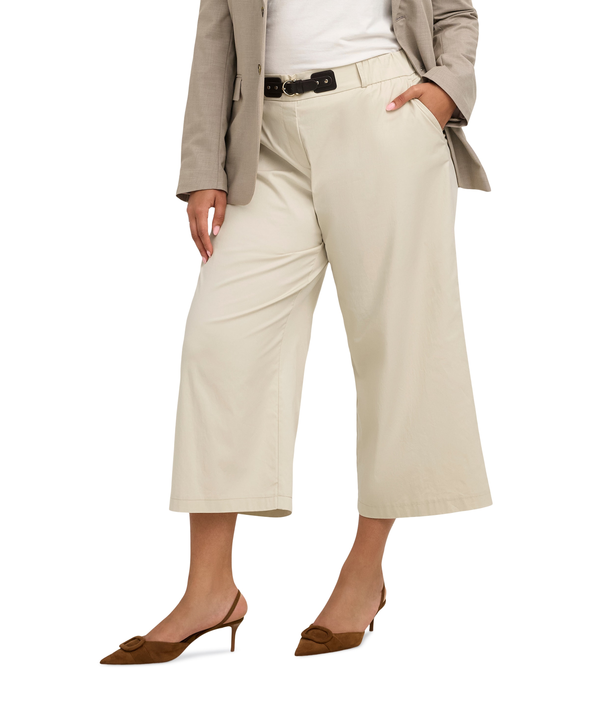 CARANNY HW BELT LONG CULOTTE PNT dames broek beige
