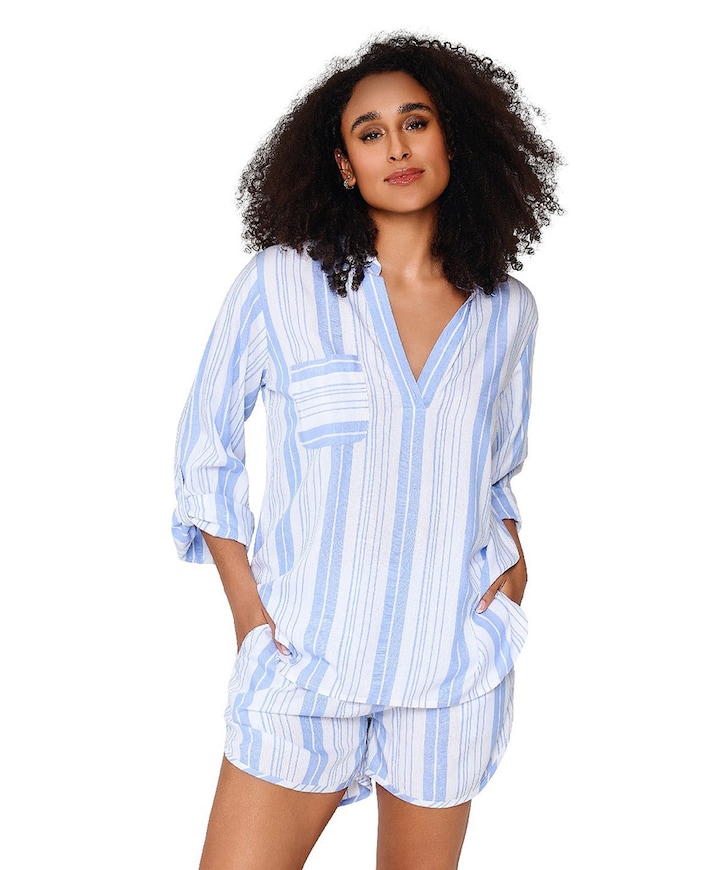 Dames shortama blauw