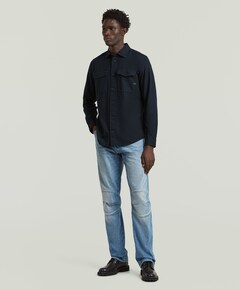 Heren overhemd lange mouw blauw
