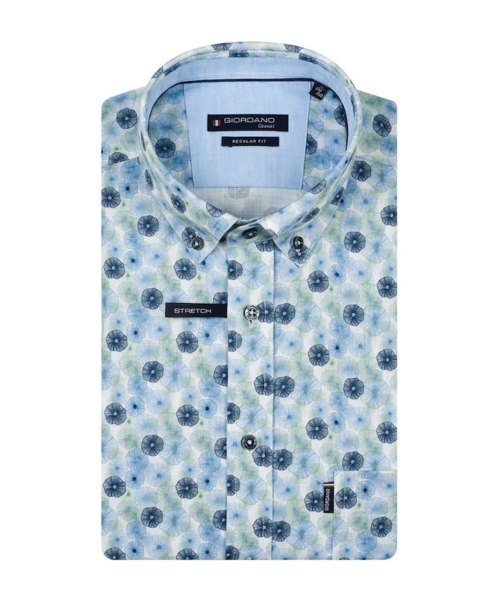 Heren overhemd korte mouw groen