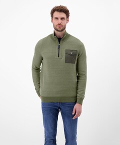 Heren trui met rits groen