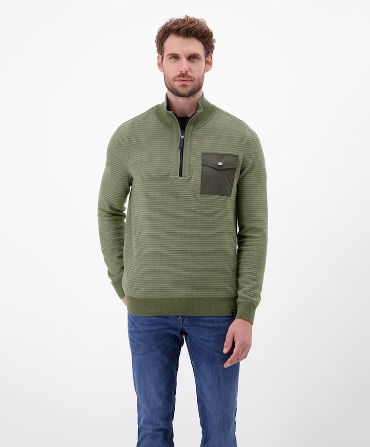 Heren trui met rits groen