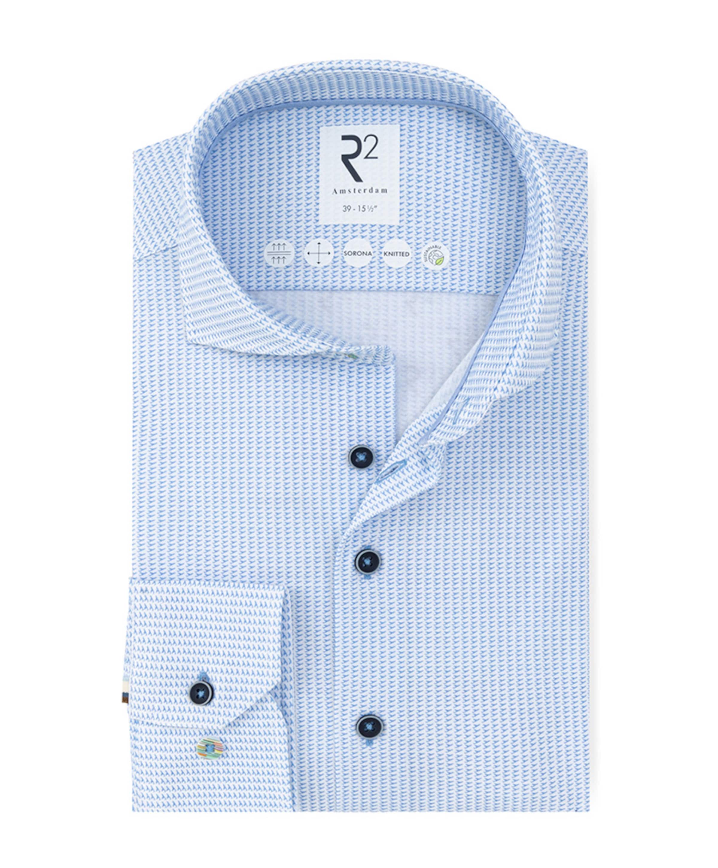 Heren overhemd lange mouw blauw