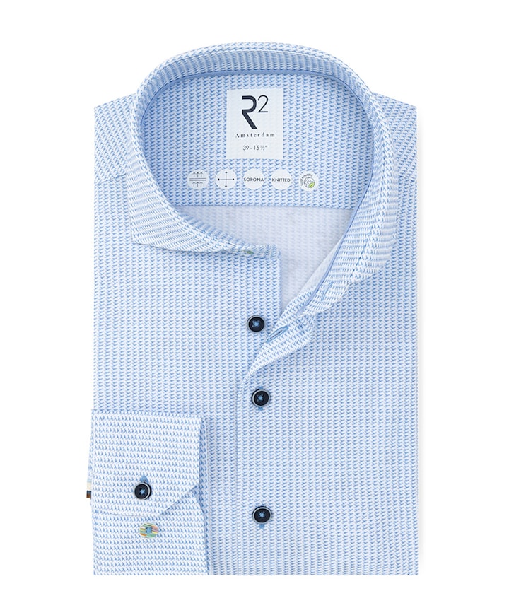 Heren overhemd lange mouw blauw