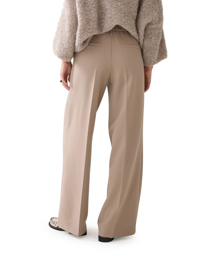 Wide legs foam uni broek beige