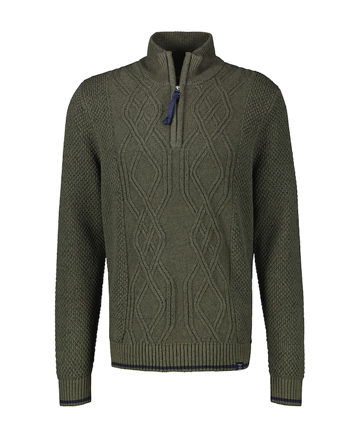 Heren trui met rits groen