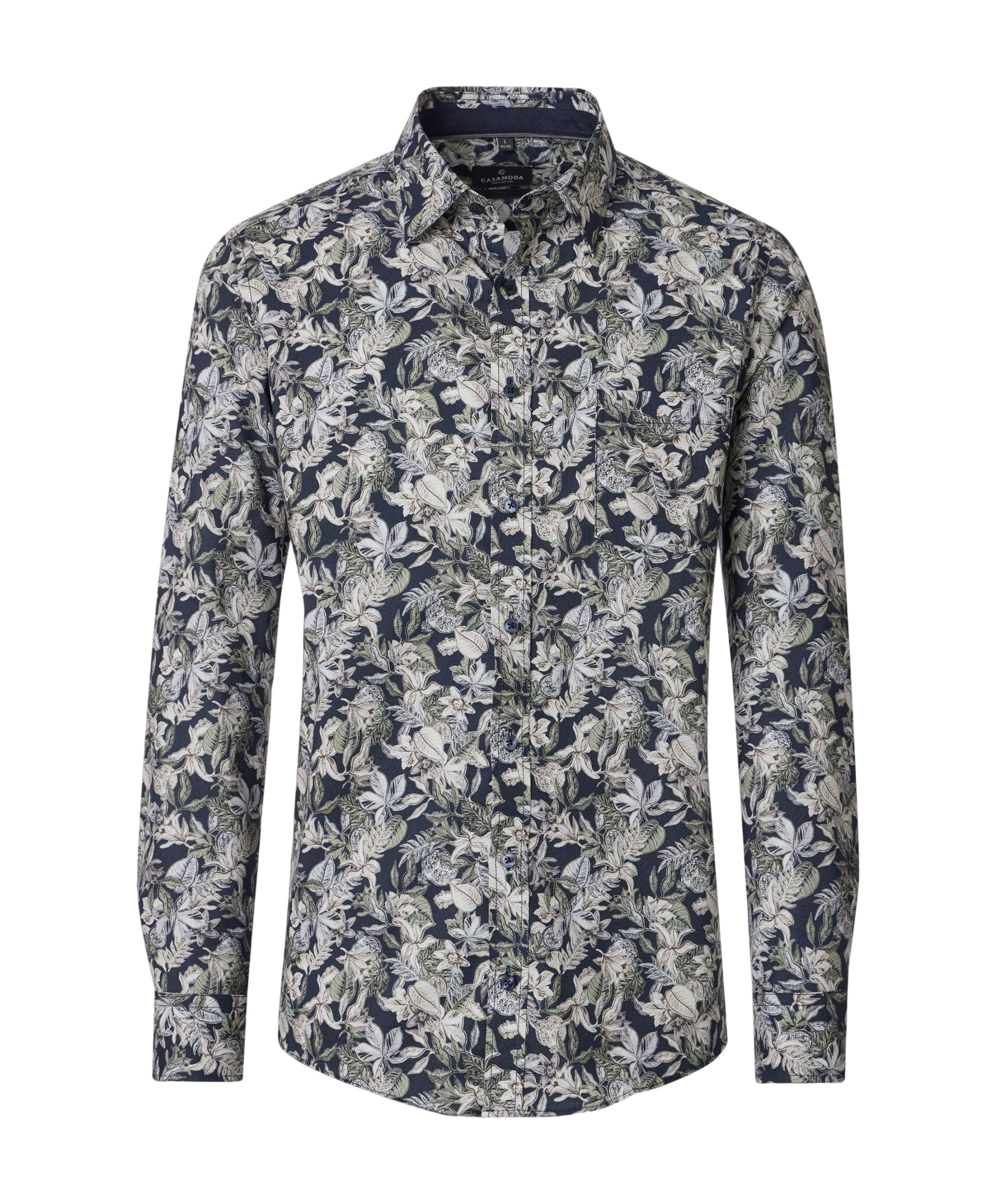 Heren overhemd lange mouw blauw