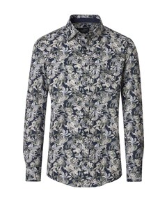 Heren overhemd lange mouw blauw