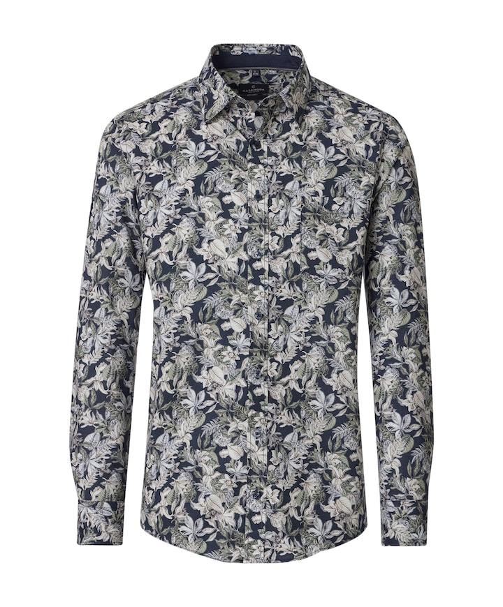 Heren overhemd lange mouw blauw